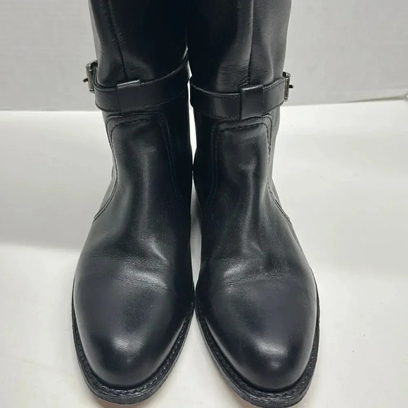 Frye Dorado Boots Riding Leather Tall Pull On Boot Silver Black Women's Size 6 - Picture 6 of 10